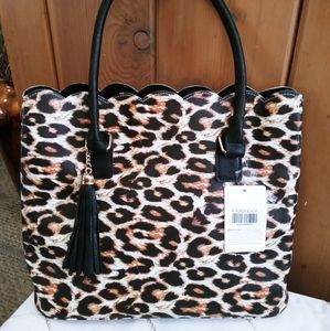 NWT Faux Leather Leopard Print Tote